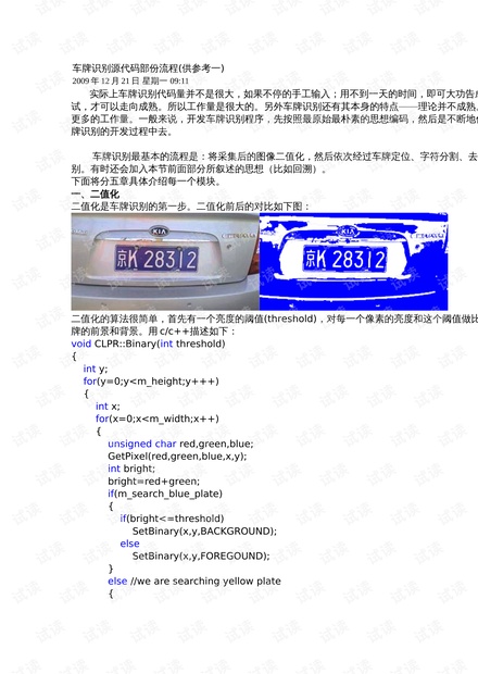 揭秘智能交通，深度解析车牌识别C源码
